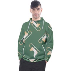 Gold Santa s Sleigh Green Print Men s Pullover Hoodie by TetiBright