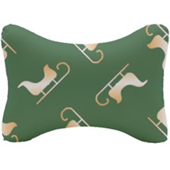 Gold Santa s Sleigh Green Print Seat Head Rest Cushion by TetiBright