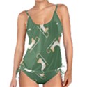 Gold Santa s sleigh green print Tankini Set View1