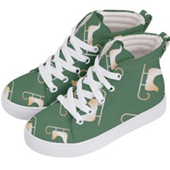 Gold Santa s Sleigh Green Print Kids  Hi-top Skate Sneakers by TetiBright