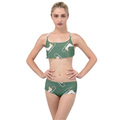 Gold Santa s Sleigh Green Print Layered Top Bikini Set by TetiBright