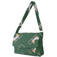 Gold Santa s Sleigh Green Print Full Print Messenger Bag (s) by TetiBright