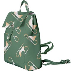 Gold Santa s Sleigh Green Print Buckle Everyday Backpack