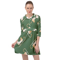 Gold Santa s Sleigh Green Print Mini Skater Shirt Dress by TetiBright