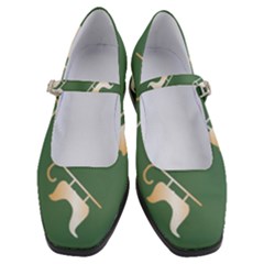 Gold Santa s Sleigh Green Print Women s Mary Jane Shoes by TetiBright