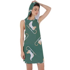 Gold Santa s Sleigh Green Print Racer Back Hoodie Dress by TetiBright