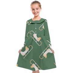 Gold Santa s Sleigh Green Print Kids  Midi Sailor Dress by TetiBright