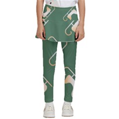 Gold Santa s Sleigh Green Print Kids  Skirted Pants by TetiBright