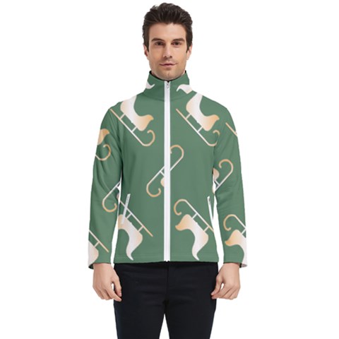 Gold Santa s Sleigh Green Print Men s Bomber Jacket by TetiBright