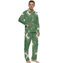 Gold Santa s sleigh green print Men s Long Sleeve Velvet Pocket Pajamas Set View2