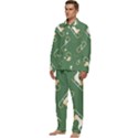 Gold Santa s sleigh green print Men s Long Sleeve Velvet Pocket Pajamas Set View3