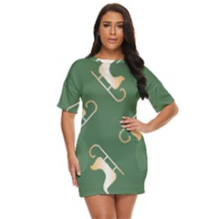 Gold Santa s Sleigh Green Print Just Threw It On Dress by TetiBright