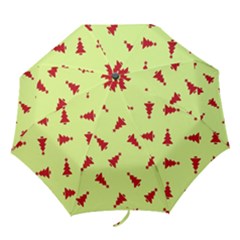 Red Christmas Tree Green Folding Umbrellas by TetiBright