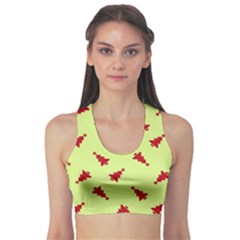 Red Christmas Tree Green Sports Bra by TetiBright