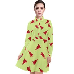 Red Christmas Tree Green Long Sleeve Chiffon Shirt Dress by TetiBright