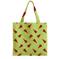 Red Christmas Tree Green Zipper Grocery Tote Bag by TetiBright