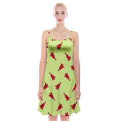 Red Christmas Tree Green Spaghetti Strap Velvet Dress