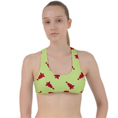 Red Christmas Tree Green Criss Cross Racerback Sports Bra by TetiBright