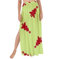 Red Christmas Tree Green Maxi Chiffon Tie-up Sarong by TetiBright