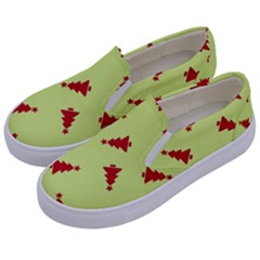 Red Christmas Tree Green Kids  Canvas Slip Ons by TetiBright