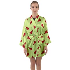 Red Christmas Tree Green Long Sleeve Satin Kimono by TetiBright