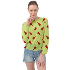 Red Christmas Tree Green Banded Bottom Chiffon Top by TetiBright