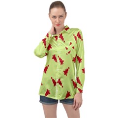 Red Christmas Tree Green Long Sleeve Satin Shirt