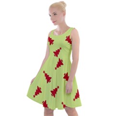 Red Christmas Tree Green Knee Length Skater Dress by TetiBright