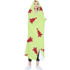 Red Christmas Tree Green Wearable Blanket by TetiBright