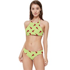 Red Christmas Tree Green Banded Triangle Bikini Set by TetiBright