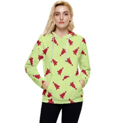 Red Christmas Tree Green Women s Lightweight Drawstring Hoodie by TetiBright