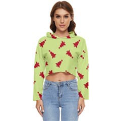 Red Christmas Tree Green Women s Lightweight Cropped Hoodie by TetiBright