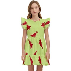 Red Christmas Tree Green Kids  Winged Sleeve Dress