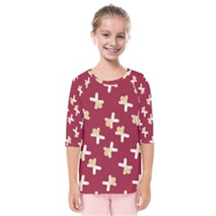 Gold Gingerbread Man Burgundy Kids  Quarter Sleeve Raglan Tee