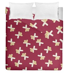 Gold Gingerbread Man Burgundy Duvet Cover Double Side (queen Size) by TetiBright