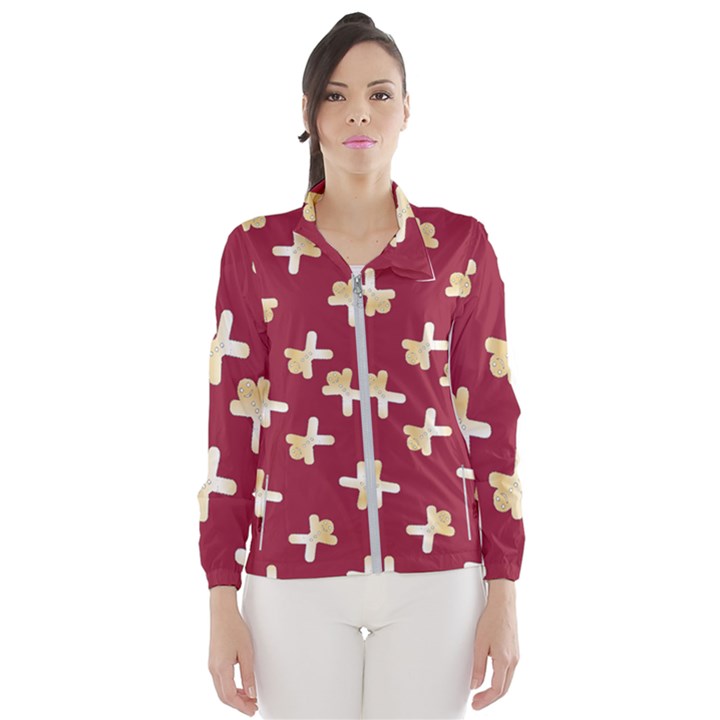 Gold Gingerbread Man Burgundy Women s Windbreaker