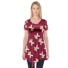 Gold Gingerbread Man Burgundy Short Sleeve Tunic  by TetiBright