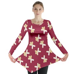 Gold Gingerbread Man Burgundy Long Sleeve Tunic 