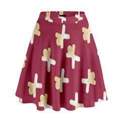 Gold Gingerbread Man Burgundy High Waist Skirt by TetiBright