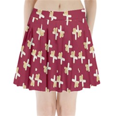 Gold Gingerbread Man Burgundy Pleated Mini Skirt by TetiBright