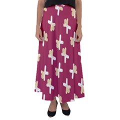 Gold Gingerbread Man Burgundy Flared Maxi Skirt by TetiBright