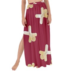 Gold Gingerbread Man Burgundy Maxi Chiffon Tie-up Sarong by TetiBright