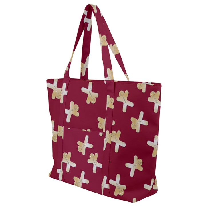 Gold Gingerbread Man Burgundy Zip Up Canvas Bag