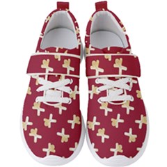 Gold Gingerbread Man Burgundy Men s Velcro Strap Shoes by TetiBright