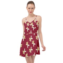 Gold Gingerbread Man Burgundy Summer Time Chiffon Dress by TetiBright