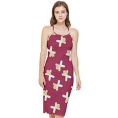 Gold Gingerbread Man Burgundy Bodycon Cross Back Summer Dress by TetiBright