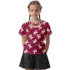 Gold Gingerbread Man Burgundy Kids  Front Cut Tee by TetiBright