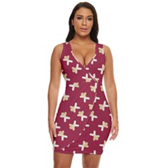 Gold Gingerbread Man Burgundy Draped Bodycon Dress by TetiBright