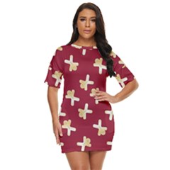 Gold Gingerbread Man Burgundy Just Threw It On Dress by TetiBright