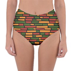 Ethiopian Bricks - Green, Yellow And Red Vibes Reversible High-waist Bikini Bottoms by ConteMonfreyShop